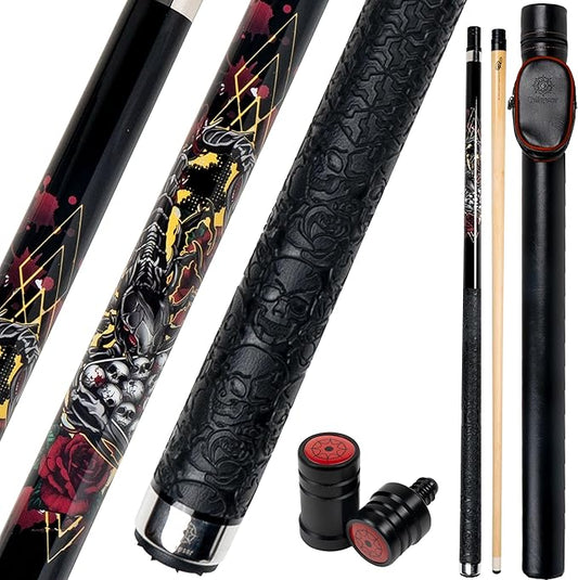 Collapsar CBP Pool Stick with 1X1 Hard Case,13mm Tip with Low Deflection Technology Billiard Cue,58" 2-Pieces 19-21 oz Professional Pool Cue Set