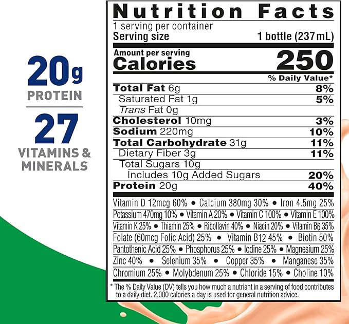 BOOST High Protein with Fiber Ready to Drink Complete Nutritional Drink, Very Vanilla, 8 fl oz Bottle, 24 Pack