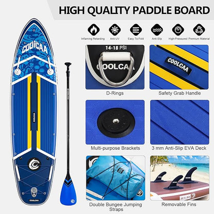 Inflatable Paddle Board, Stand Up Paddleboard with Premium SUP Accessories for Fishing & Yoga, 460lb Capacity, Non-Slip EVA Deck, Blow Up Paddle Boards for Adults & Beginner