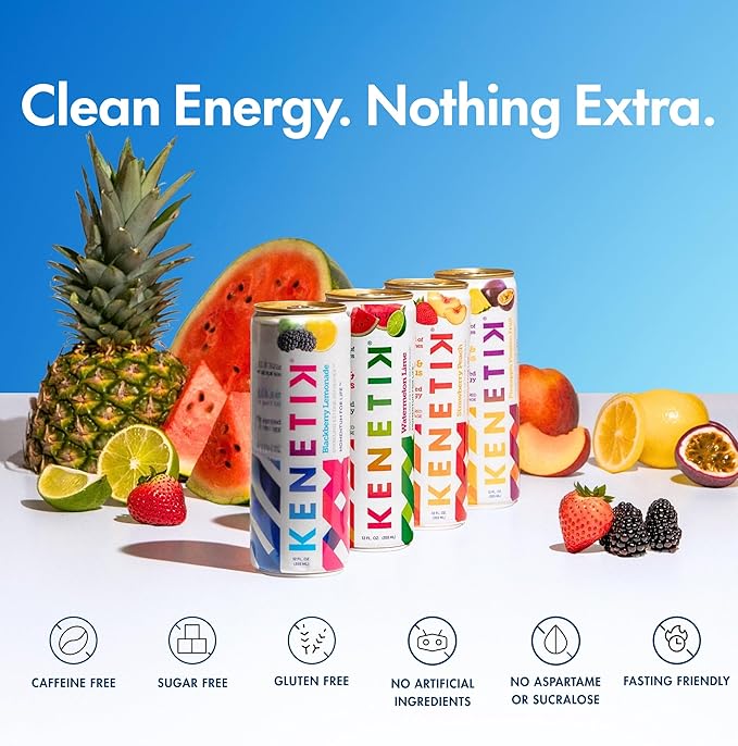 Kenetik Nootropic Ketone Drink, Ketones for Energy & Focus, Caffeine & Sugar Free, High Performance D-BHB Ketone Mix, Fuel w/Zero Crash or Jitters, Ready to Drink - Variety 12 Pk