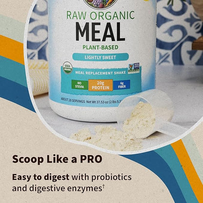 Garden of Life Meal Replacement Shakes, Vegan, Raw, Organic, Lightly Sweet Protein Powder with Plant Based Pea Protein, Sprouts, Greens, Probiotics, 28 Servings