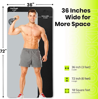 Extra Wide Yoga Mat for Men Women (72"L x 36"W) Non Slip Fitness & Exercise Mat with Alignment Marks for Yoga, Pilates, Floor Workouts