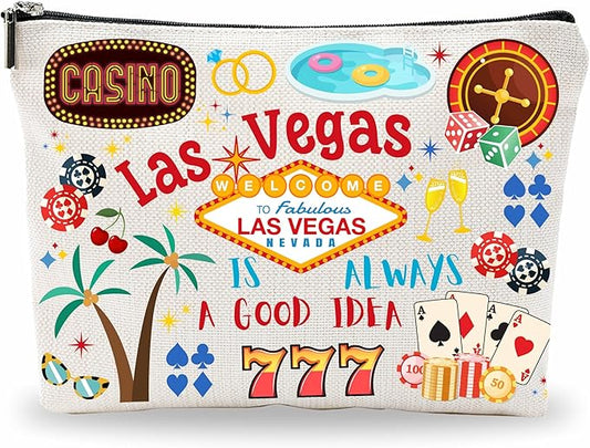 Las Vegas Souvenirs Cosmetic Bags For Women，Las Vegas Is Always a Good Idea, Make Up Bag For Traveling, Toiletry Pouch, Small Zipper Storage Bag, Las Vegas Themed Gifts, Women Essentials - D03