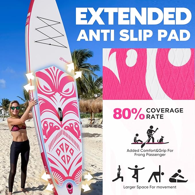 Inflatable Paddle Board,Stand Up Paddle Board Set, Extra Wide SUP Board with Removable Fin, Floating Paddle, Hand Pump, Waterproof Phone Pouch,Traveling Board