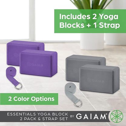 Gaiam Yoga Block - Supportive Latex-Free Eva Foam - Soft Non-Slip Surface with Beveled Edges for Yoga, Pilates, Meditation - Yoga Accessories for Stability, Balance, Deepen Stretches