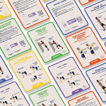 100 Stretching Exercise Flash Cards – Physical Therapy Stretches for Common Conditions (Plantar Fasciitis, Achilles Tendonitis, Sciatica, Back & Hip Pain) – Yoga, Pilates & Everyday Mobility