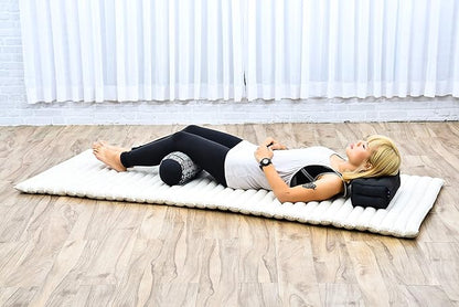 Leewadee Small Yoga Bolster – Shape-Retaining Cervical Neck Roll, Tube Pillow for Comfortable Reading, Kapok Filling, 22 x 6 x 6 inches
