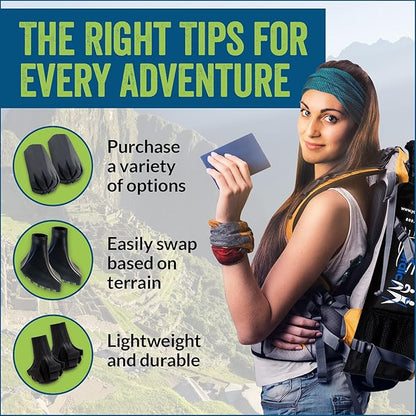 4 Pack of Extra Durable Rubber Replacement Tips (Replacement Feet/Paws/Ferrules/Caps) for Trekking Poles - Fits All Standard Hiking and Nordic Walking Poles