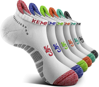 KEMISANT Men Running Socks,Active Ankle Socks No show Cushioned Footbed Arch Support