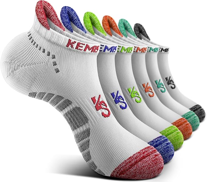 KEMISANT Men Running Socks,Active Ankle Socks No show Cushioned Footbed Arch Support