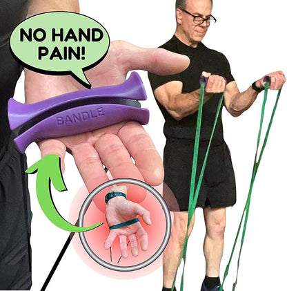 Bandle™ - True Ergonomic Handles for Resistance Bands | Unleash The Full Potential of Pain-Free, Full-Body Workouts | Durable & Comfortable for High-Intensity Training (2 Handles)