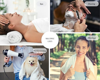 Gold Textiles 60 Pack White Hotel Bath Towels Bulk 20x40 Inches - Cotton Blend Economy Cheap Bath Towel for Commercial Uses, Gym, Salon, Spa & Hair - Lightweight Quick Dry (60 Pcs White)