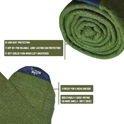 GrowSwell fabric Sock for Surfboard, Treetop Green Surfboard Cover, Surfboard Protection from Scratches, Dings, Wax, UPF 50+ proteciton, Keep 30°F cooler when covered
