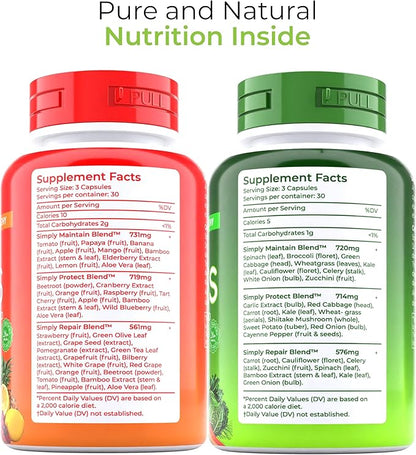 Fruit and Veggies Supplement Vitamins for Men and Women Super Fruits and Veggies Capsules to Support Balanced Nutrition and Energy Levels Whole Natural Super Foods 180 Count (Pack of 4)