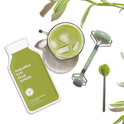 ESW Beauty Pineapple Bliss - Revitalizing Raw Juice Face Mask (6-Pack) - Brightening with Pineapple, Kiwi, Ginger & Pear for Dull, Uneven Skin - Enhances Radiance & Smoothness