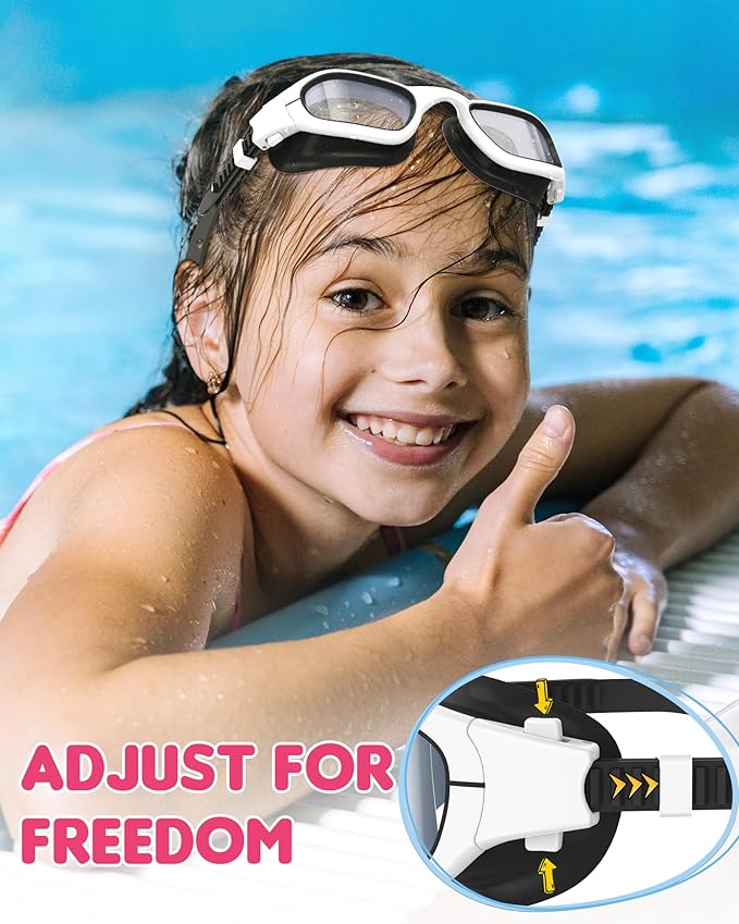 Kids Swim Goggles,Swimming Goggles for Kids 6-14, Anti-Fog UV Protection Pool Glasses for Boys Girls