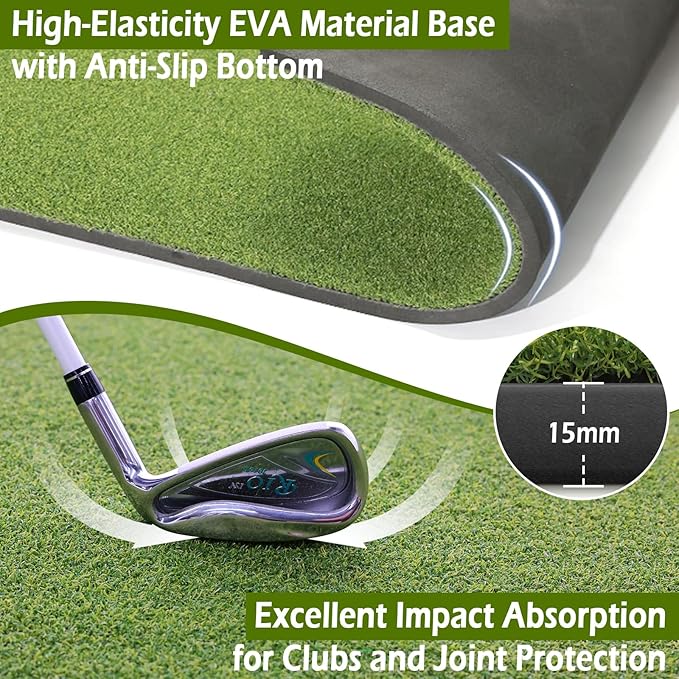 Golf Mat 31mm, 5x4ft/5x5ft Golf Hitting Mats for Practice Outdoor Indoor, High-Elasticity Artificial Turf Mat for Garage Simulator Chipping Driving Training