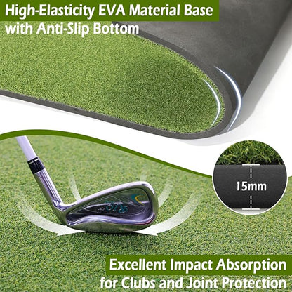 Golf Mat 31mm, 5x4ft/5x5ft Golf Hitting Mats for Practice Outdoor Indoor, High-Elasticity Artificial Turf Mat for Garage Simulator Chipping Driving Training