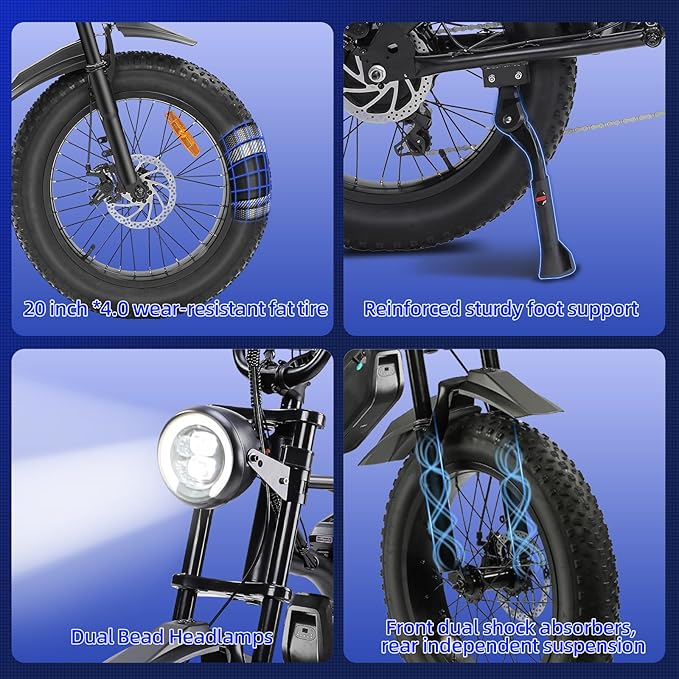 Electric Bikes for Adults,50-120Miles by Pas Ebikes,1000/15000W,720/1440WH E Dirt Bike,Shemano 7-Speed E Bikes,20'*4.0 Fat Tire Ebike,Dual Disc Brake Electric Motorcycle