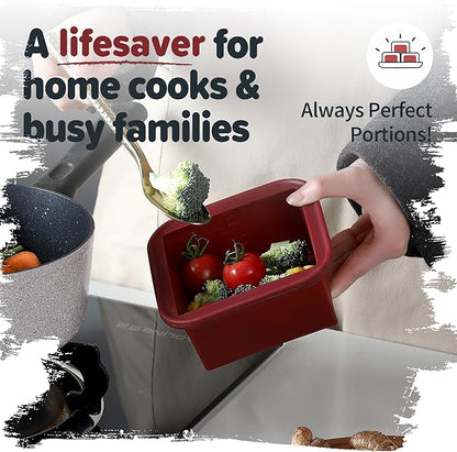 2-Cup Silicone Freezer Trays with Lids – Perfect for Meal Prep, Portion Control, and Easy Freezing-Meal Prep Container Molds for Soup,Leftovers (Cranberry, 4 Pack)