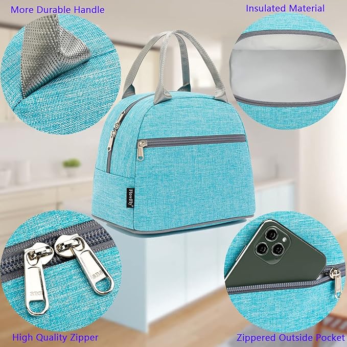 FlowFly Insulated Lunch Cooler Bag - Tote Bag Organizer for Women/Men, Sea Blue