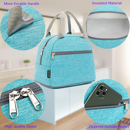 FlowFly Insulated Lunch Cooler Bag - Tote Bag Organizer for Women/Men, Sea Blue