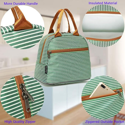 FlowFly Insulated Lunch Cooler Bag - Tote Bag Organizer for Women/Men, Green