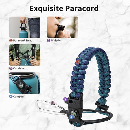 Trebo Insulated Water Bottle 64 oz, Half Gallon Metal Vacuum Water Jug with Handle and 3 Lids, Leakproof BPA-Free Water Flask for Gym Sports Hiking Travel, Keep Cold 48 Hours, Cyan Blue