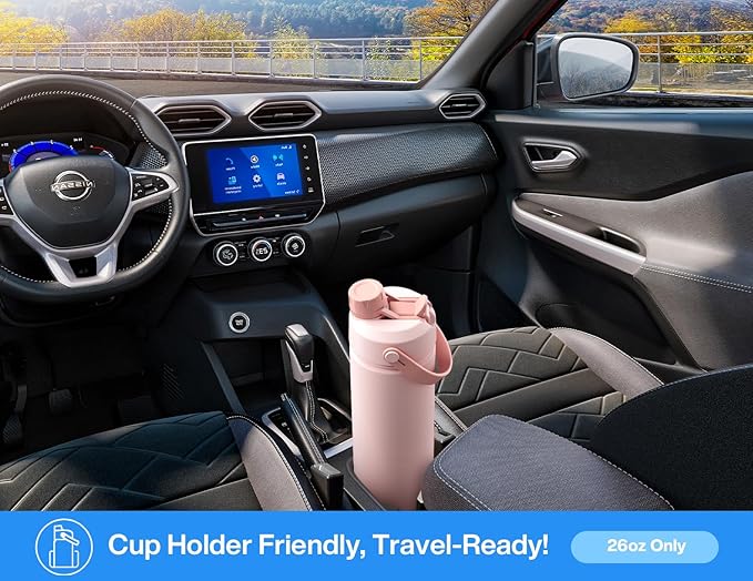 26 oz Insulated Water Bottle with 2-in-1 Straw and Spout Lid, Keep Cold 24H, Leak-Proof, Fits in Car Cup Holder, Stainless Steel Water Bottle for Sports, Travel, and School (Sea Breeze)