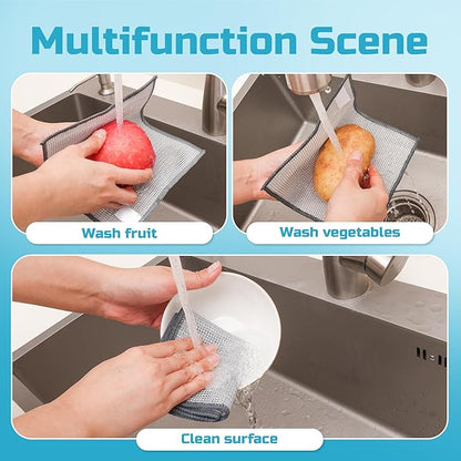 Forggon10 Pcs New Upgrade 3-Layer Metal Dish Cloth, No Scratches and No Odor, Multipurpose Wire Dishwashing Rag for Wet and Dry, Kitchen Cleaning DishRags,Sinks,Dishes,Stove Top, Dimensions(7.08X8.86)