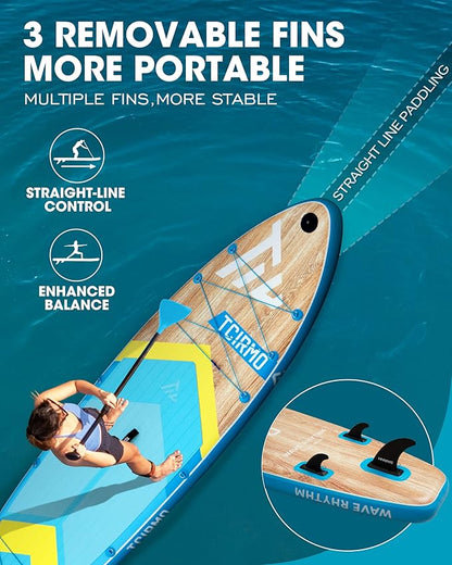 Inflatable Stand Up Paddle Board for Adults with Seam Welded Technology, 10'6''x33''x6'', Durable SUP with Dual-Blade Paddle and Complete Accessories, 390 lbs Capacity, Beginner-Friendly