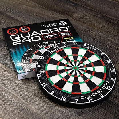 Harrows Dart Board Quadro I Unique and Exclusive 3 Scoring Zones I Ultimate Challenge 240 Maximum Score I Darts Board with Ultra Thin Knife Wire I Compatible with Dart Board Stand, Dart Board Lighting