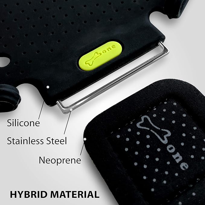 BONE Run Tie, Running Cell Phone Holder, Skin-Friendly & Washable Silicone Sport Armband, Universal Workout Phone Carrier Compatible with Most Smartphone (Luminous - Size S/Arm Size 7.9-9.8'')