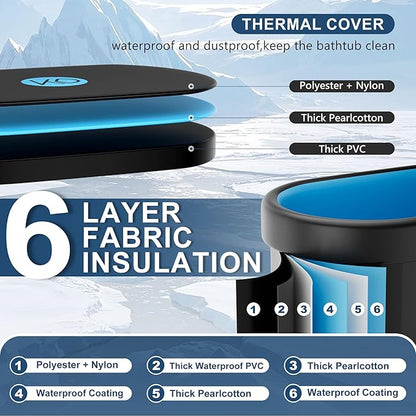 KERDOM Ice Bath Tub for Athletes, Portable Cold Plunge Tub, XL 129 Gal Bathtub for Recovery, Large Oval Foldable Bathtub with Cover for Cold Water Therapy at Home, Gyms, Outdoor, Indoor