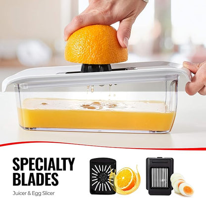 Fullstar Mandoline Slicer for Kitchen, Fruit Cutter, Cheese Grater, Cucumber Slicer, Veggie Spiralizer, Food Cutter & Kitchen Gadgets with Safety Glove (11 in 1, White)