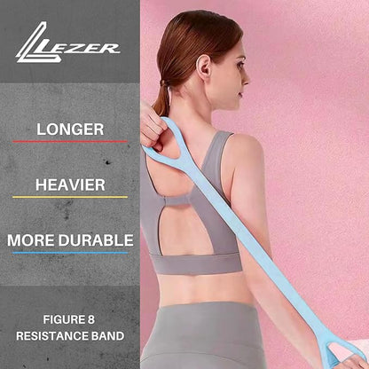 LEZER Figure 8 Resistance Band, Fitness Elastic Rope, Execrise Workout for Arm, Back, Chest and Shoulder, Yoga, Pilates, Stretching, Physical Therapy Equipment