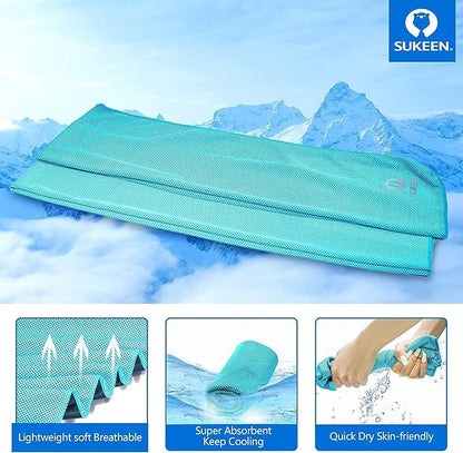 Sukkeen Cooling Towel (40"x12"), Soft Breathable Chilly Microfiber Towel for Yoga, Sports & More Activities