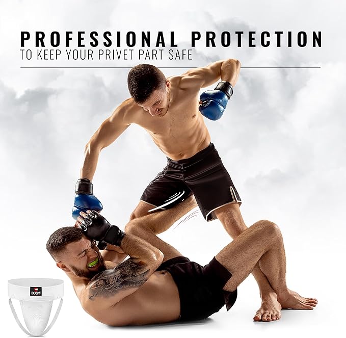 DXM SPORTS Boxing Groin Protector Men – Adjustable Groin Guard for Kickboxing, Taekwondo Sparring Gear, Muay Thai, Martial Arts Training