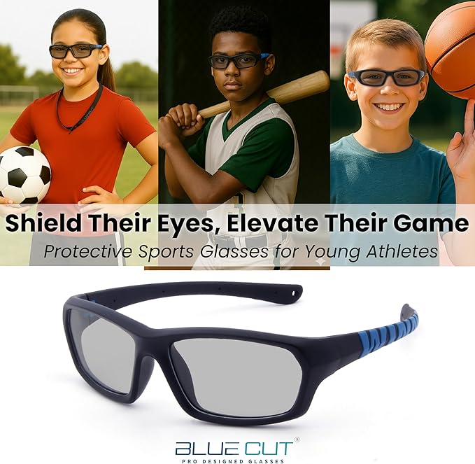 BLUE CUT Sports Protection Goggles, Photochromic Lenses Safety Glasses for Basketball, Pickleball and Outdoor Sports
