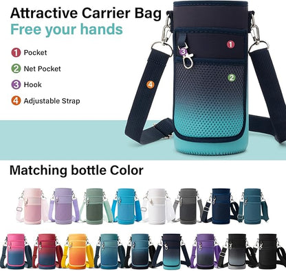 Insulated Water Bottle | Thickened Stainless Steel Vacuum Metal | Portable Sports Water Jug for Gym and Hiking with Straw, Carrier Bag, Handle Strap | BPA-Free 32 oz