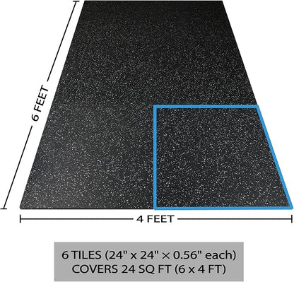 0.56 Inch Thick 24 Sq Ft Gym Flooring 6 Tiles