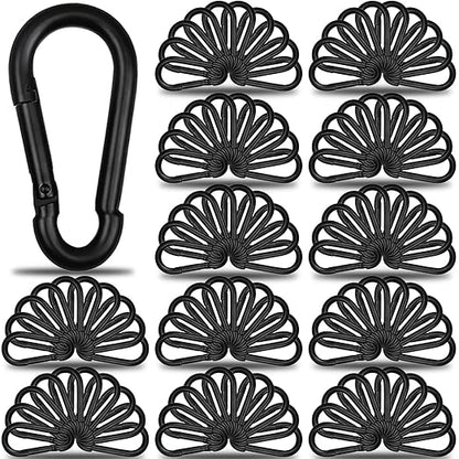 100Pcs 3" Heavy Duty Spring Snap Hook Carabiners, M8 5/16" Galvanized Steel Black Carabiner Clip, Quick Link Keychain for Hammock Swing Set Outdoor Travel Camping Fishing Hiking