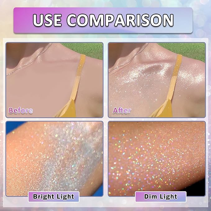 Body Glitter Spray, 150ML Shiny Glitter Spray for Hair Body and Clothes, Long-Lasting Quick-Drying Holographic Ultra Fine Powder Glitter Hairspray for Festival Rave Stage Prom 5.2 Fl Oz