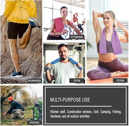 4 Packs Cooling Towel (40 x 12), Ice Towel, Microfiber, Soft Breathable Chilly Towel Stay Cool for Yoga, Workout, Sport, Gym, Camping, Fitness, Running, Workout & More Activities - Multicolor