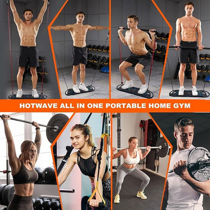 HOTWAVE Portable Exercise Equipment with 16 Gym Accessories.20 in 1 Push Up Board Fitness,Resistance Bands with Ab Roller Wheel,Full Body Workout at Home