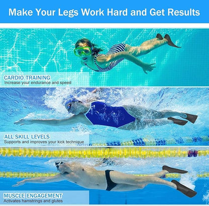 Gintenco Swim Fins, Kids Swim Training Fins for Lap Swimming, Travel Size Flippers with Mesh Bag, Silicone Swimming Fins for Kids Teens Adults Women Men