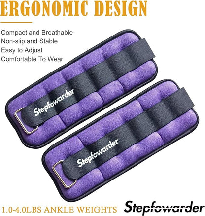 1-4 Lbs Ankle Weights Pair Set with Adjustable