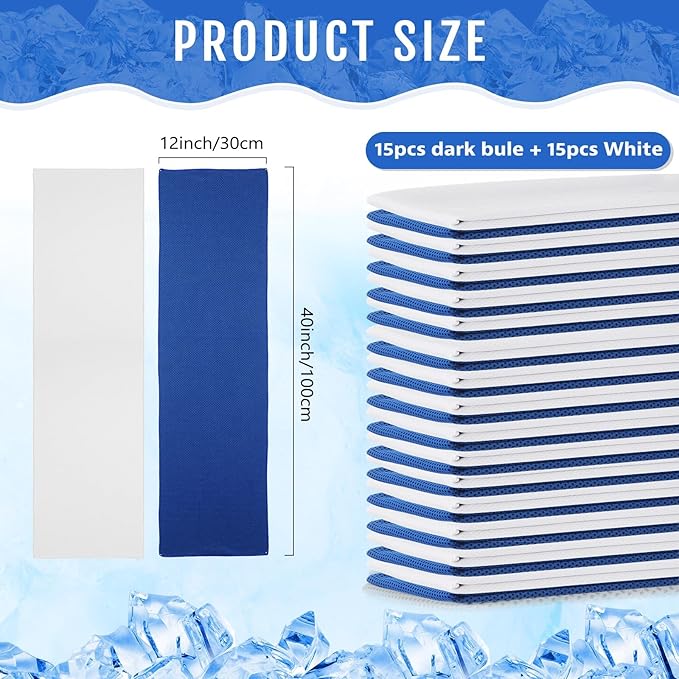 Hosuly 30 Pack Cooling Towels, 40"x12" Ice Breathable Soft Chilly Sweat Rag Microfiber Workout Rags for Gym Cooling Towels for Neck and Face for Yoga Golf Sport Running
