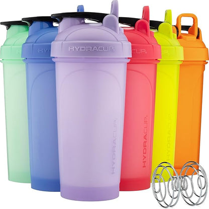 Hydra Cup ProFlow Shaker Bottles 6-Pack (28oz) | Protein Shaker Cups with Whisk Ball, Leak-Proof Lid, Hidden Carry Handle | BPA-Free Gym Mixer for Protein Powder, Mixing Supplements, Pastel Colors