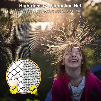 10 12 14 15 16FT Outdoor Trampolines for Kids and Adults, Pumpkin Trampoline with Curved Poles, Recreational Trampoline with Basketball Hoop and Safety Enclosure Net for Kids and Adults